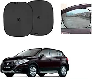 RD Universal Universal Car Side Window Stick On Curtain Chipkoo Sunshade with Vacuum Cups Set of 2 Black Compatible for Maruti Suzuki S Cross