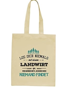 Geschenkidee Geburtstag natur Jutebeutel Stoffbeutel mit Landwirt - wir kennen Orte Motiv