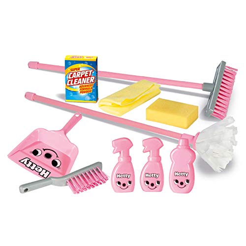 Preisvergleich Produktbild Kinder Putzset Little Hetty Reinigungsset Wischmop Kinderputzset Bodenwischer Kehrset Besen Kehrblech Henry Haushaltsgerät Haushalt Reinigung für Kinder Küche Spielhaus Spielzeug Set Pink ab 3 Jahren