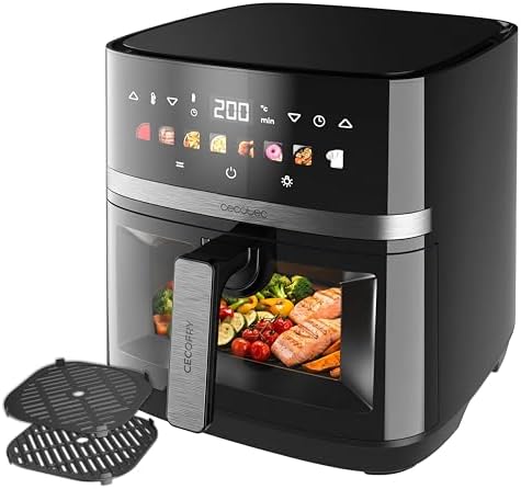 Cecotec Friggitrice ad Aria 8 L con Doppio Grill Cecofry&Grill Duoheat 8000 Hot. 2200 W, Doratura Perfetta e Sapore di Griglia nelle Carni, Temperatura tra 80-200 °C, 8 Menu e Finestra