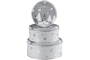 khevga Keksdose Weihnachten Set Plätzchendose aus Blech Set (flach, silber)