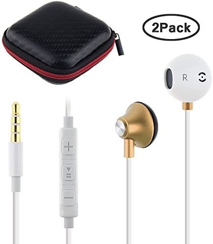 Gulf Y (2 Pack) Premium Earphones / Headphones / Earbuds / Headset with Stereo Mic&amp;Remote Control for Apple iPhone 6s/6/6plus,iPhone SE/5s/5c/5, iPad /iPod and More (2Pack-White+Gold)