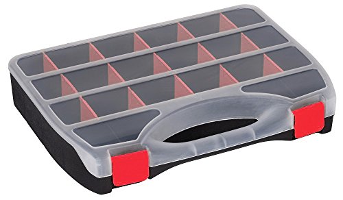 2 Stück XL Sortimentskasten Organizer mit 15 variablen herausnehmbaren roten Einteilern und großem Stauraum von Kreher, Maße 36,4 x 26,8 x 6,6 cm - 4