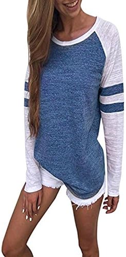 LANISEN Womens Striped Tops Plus Size Ladies Tunic Blouses Long Sleeve Tees Blue 20