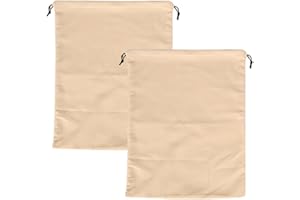 GNHG Pack of 2 40 x 50 cm bag protection bags, dustproof storage bag made of suede, shoe bag, drawstring bag, storage bag, prevent oxidation and scratches in the bags, beige