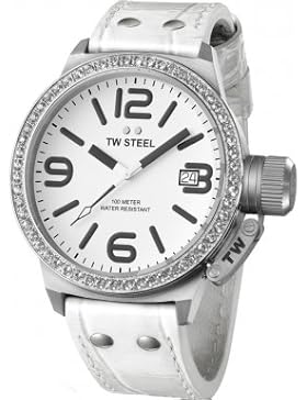 TW Steel Damen-Armbanduhr XL Canteen Style Analog Quarz Leder TW-35