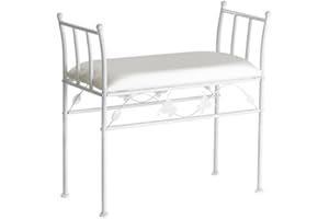 DCASA D'Casa 30655 Banqueta Blanco Metal Asiento de algodón, 68 x 30 x 64 cm