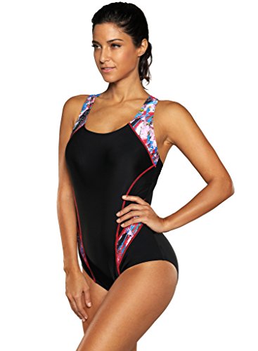 CharmLeaks Damen Einteiler Figuroptimizer Racerback Sport Badeanzug Elegance Schwarz 3XL - 5