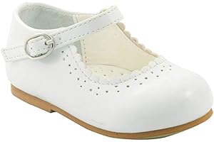 Sevva Baby Infant Girls Patent Non Slip First Walking Shoes Spanish Style Emma White Navy Black Pink Red Wedding Party