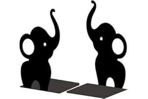 ‎PEACOBLUE Peacoblue Buchstütze Dekorativ Modern Niedlicher Elefant Metall Buchstützen für Schwere Bücher 13.5x10.9x20.1cm, Bücherhalter für Heimdekoration, Bücherregal & Büro - 1 Paar