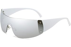 Long Keeper Modne okulary przeciwsłoneczne Y2K bez oprawek dla kobiet i mężczyzn, okulary przeciwsłoneczne z osłoną ponadwymiarowe, futurystyczne, modne okulary przeciwsłoneczne UV400