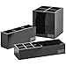 Beautify 3pc Acrylic Cosmetic Organiser Stand Set for Makeup, Accessories & Toiletries - Black