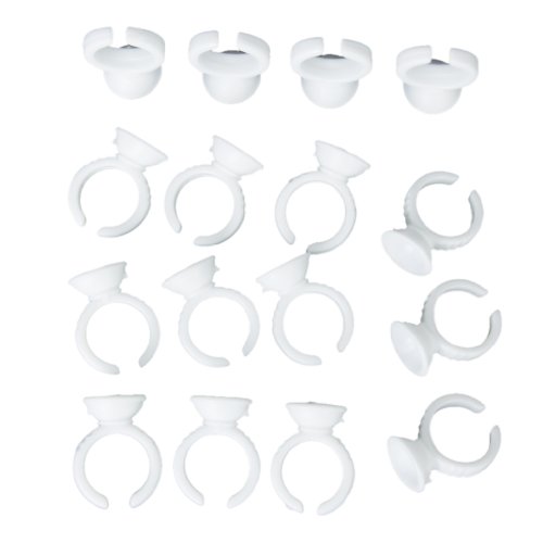 1 Bag of Approx.100pcs Disposable Glue Holders Rings Eyelash Extension Kit---White