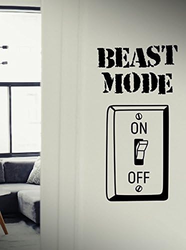 Beast Mode On - Quote Motivational Workout Fitness Exercise Gym Decal wall decals, vinyl decals stickers DIY Art Decor Bedroom