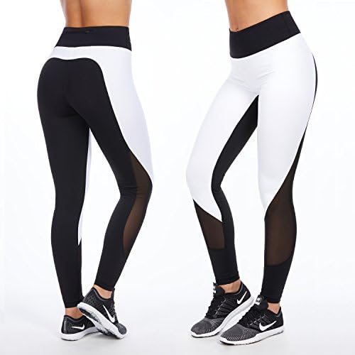 Gym Leggings for Women black/white | Fitness Tights for Sports, Yoga Pants, Pilates for Ladies | elastic Waistband with Pocket | comfortable Cut for great Body Shape | Size XS - L | Selena Marbella (XS)