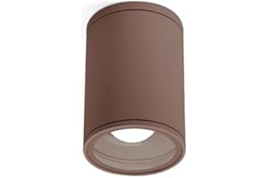 MAZZOLA LUCE Faretto plafoniera da soffitto tetto per esterno cilindro marrone corten metallo ip65 e27 led