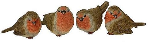 Giftware Set of 4 Sweet Mini Winter/Christmas Robins - Ideal for Winter, Christmas Decoration