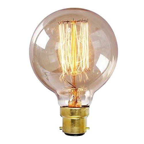 Onepre Retro Filament Light Bulb BC B22 Bayonet 40W Dimmable Spiral G80 Globe Style Decorative Vintage Edison Light Bulb Warm White