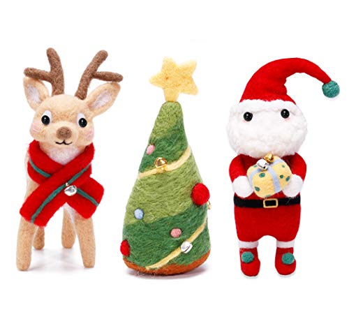 KA MAI KA Set de Lana de Fieltro para Navidad, Lana de Cuento de Hadas con Herramientas, Juego básico para arañas de Mano, Manualidades, proyectos de Manualidades, muñeca, muñeca, Tren, Fino