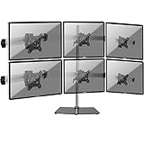 Duronic DM756 Support sextuple 6 écrans PC sur Socle - Hauteur Ajustable - Potence de 70 cm - Rotatif et Inclinable - Compatibilité Universelle avec Moniteur d'Ordinateur LCD/LED VESA 75/100