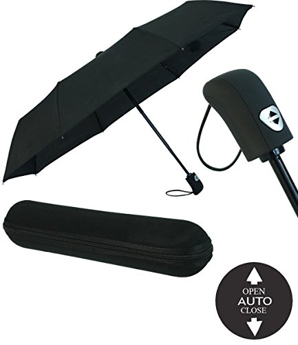 Rivenbert Parapluie Coupe-vent Automatique Avec Étui Avec Fermeture à Glissière - Noir - Pour Femmes et Hommes by