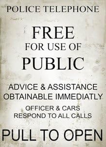 Moonlizard Police Telephone Box Assistance Metal Sign