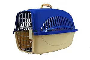 Taiyo Pluss Discovery? Dog Travelling Cage, Size: (46X27X33 cm)(LXWXH), Dog Carry Cage, Flight Carry Cage, Easy to Carry Your Pets, Suitable for Puppies & Kittens (Blue)