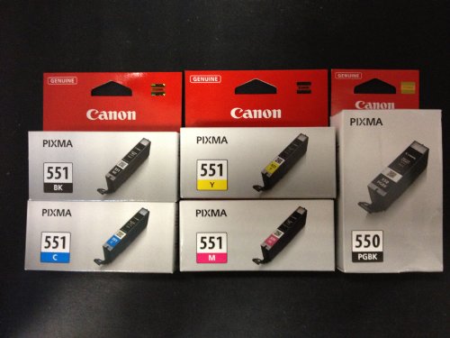 Lot de 5 cartouches d encre pGI550 cLI551 noir cyan magenta jaune noir canon pixma mG 6350 Lot de 5 cartouches d encre pGI550 cLI551 noir cyan magenta jaune noir canon pixma mG 6350
