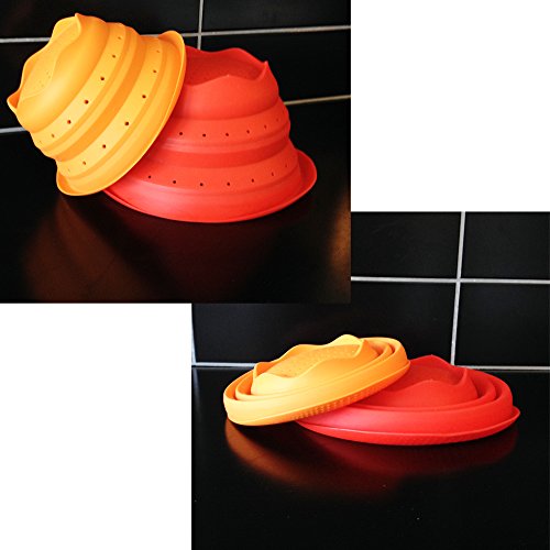 2er-Set faltbarer Platin-Silikonseiher, Hohe Qualität aus 100% Platin-Silikon, Silikonsieb (Ø14 cm, 1L, Große: Klein) & Medium (Ø18 cm, 2L, Große: Medium), Falbarer Seiher, Sieb Faltbar, Küchensieb, Abtropfsieb, Collapsible Silicone Colander, Strainer (Small & Medium) - 6