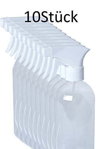 10 Stk a 500ml transparente Sprühflasche leer