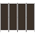 'vidaXL 4-Panel Room Divider - Freestanding Privacy Screen with Iron Frame and Polyester Fabric Screens - Brown - 200x180 cm- Ideal for Living Room and Bedroom