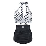 Señoras Retro Vintage High-Waisted Bikini Set, trajes de baño, Push-Up y Shaping efecto. Material: poliamida fiber + polyester, alta elasticidad.