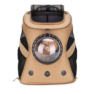 Lollimeow Large Pet Carrier Backpack, Bubble Backpack Carrier for Fat Cats and Puppies,Airline-Approved(Khaki)