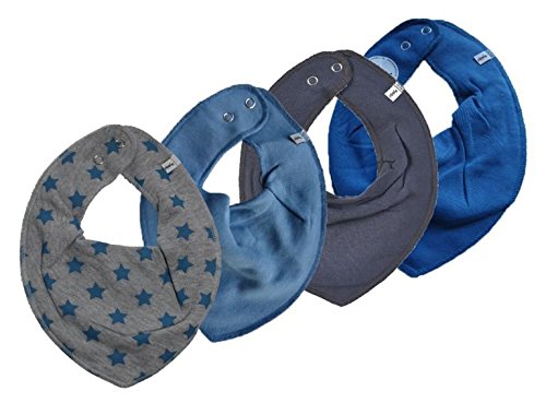 Pippi 4er Set Baby Dreieckstuch Halstuch Lätzchen 4 Stück * Sterne & Blau & Grau
