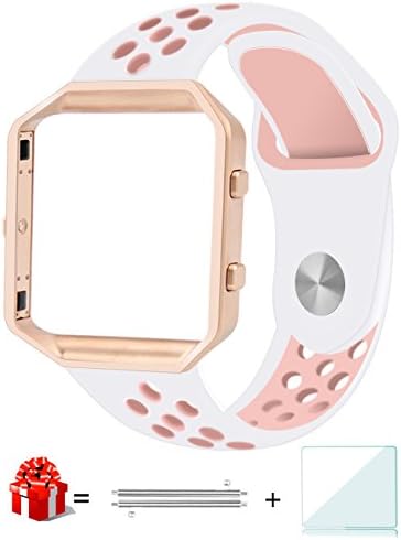 Fitbit Blaze band with Frame, WEIO Sport Silicone Soft Band with Metal Frame and Screen Protector for Fitbit Blaze Smart Fitness Watch