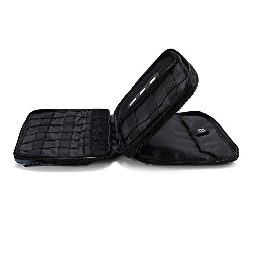 BAGSMART Kompakte Eletronik Aufbewahrungstasche Doppelte Fächer für Tablet, USB Stick , Kabel, Speicherkarte Blau - 7