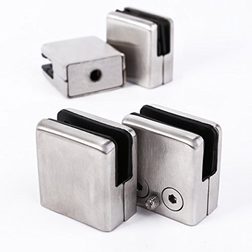 4 rectangular acero inoxidable Pinza de soporte para cristal plano conector Soporte de sujeción 8,5 – 10 mm