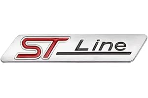 EASMYAQKKK 1pcs 3D Metal STLine ST Line Logo Rear Car Emblem Badge Chrome Sticker Compatible With FIESTA FOCUS MONDEO MK3 MK4 Auto Car(Matt silver)