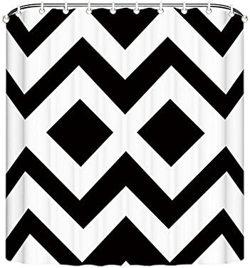 Shower Curtain Free Water Black Zigzag Shower Curtain Set CHRISTMAS EVE,36x72"
