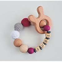 Beißring mit Namen Hase in Beere