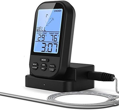 Food Thermometer,Cooking Thermometer,Meat Thermometer, Barbecue Thermometer, Oven Thermometer,Digital Wireless Remote Stainless Probe with Timer/Alarm &amp; Smart Meat Probe for BBQ, Oven, Grill, and Smoker