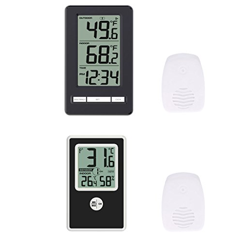 MagiDeal Drahtloses Innen- und Außenthermometer,mit Temperatur und Luftfeuchtigkeit Anzeige für den Schreibtisch / an die Wand / das Haus / das Büro - 3