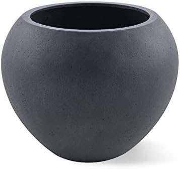 Plant Tub ''Luca No. 4 Lite Global Dark Grey Round Fibreglass *5 Year Guarantee* - 40x40x32cm - F436