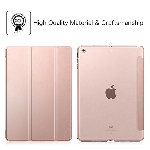 Fintie iPad Air Hülle Case – Ultra Slim Superleicht Schutzhülle mit Lichtdurchlässig Rückseite Abdeckung Smart Cover Tasche mit Auto Schlaf / Wach und Standfunktion für Apple iPad Air, Roségold - 2