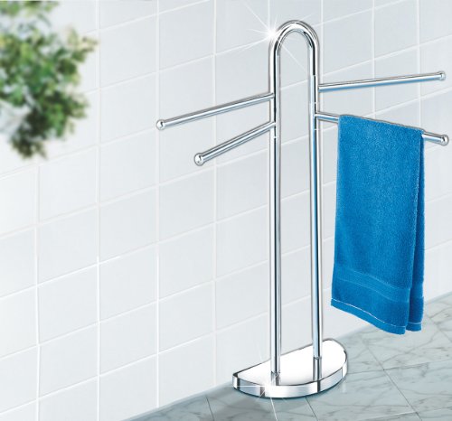 WENKO 16610100 Handtuchständer Raumwunder mit 4 Armen – Kleiderständer, bewegliche Arme, platzsparend, halber Standfuß, Stahl, 33 x 93.5 x 48 cm, Chrom - 2
