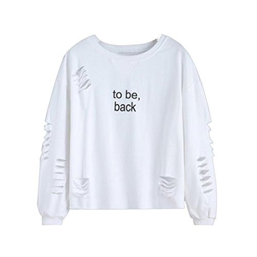 Preisvergleich Produktbild Loveso-Damen Outwear Frauen weißen Buchstaben Rundhals Absicherung Baumwollbluse Tops gedruckt (EU (Größe) : 34, Weiß)