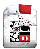 AYMAX S.P.R.L Mickey Parure de lit 2 Personnes 100% Coton - Housse de Couette réversible 240x220 cm + 2 Taies 65x65 cm