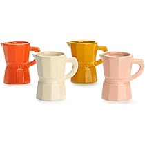 Set 4 Tazzine Espresso A Forma Di Moka - Design Italiano In Ceramica | Regalo Perfetto Per Amanti Del Caffè - Foto 4