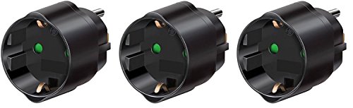 3 Adapter Brennenstuhl Reisestecker Adapter, Steckdosenadapter Reise (Für: USA Steckdose und Euro Stecker) Farbe: schwarz