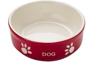 Nobby Miska ceramiczna dla psa, 13,5 x 13,5 x 5 cm, czerwona/beżowa